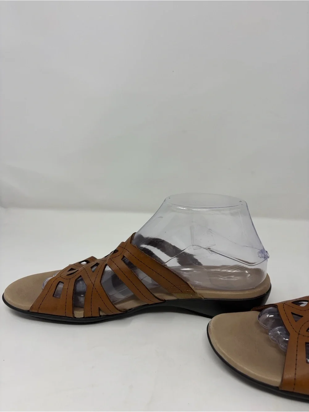 Munro Brown Cutout Slide Sandals Size 10 Excellent Condition
